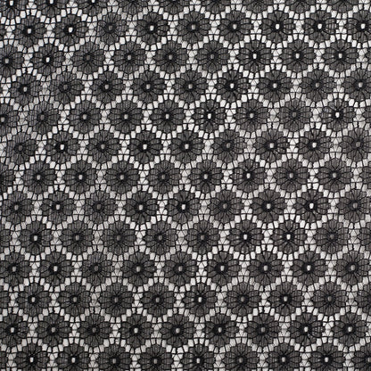 Metallic Black/Black Nylon Floral Lace