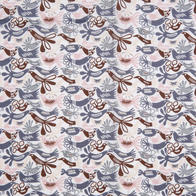 Blue/Pink/Brown Animal Printed Cotton Voile