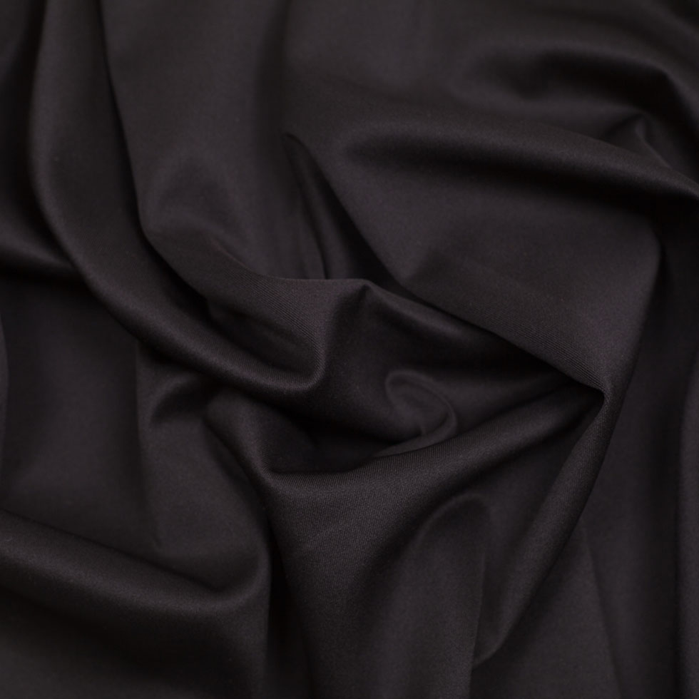 Sleek Black Polyester Ponte Knit - Folded