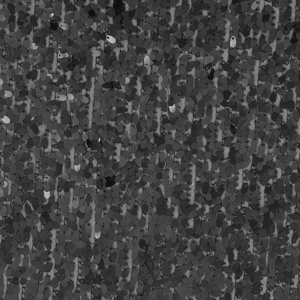 Black Oval Piette Sequins on Polyester Mesh Detail