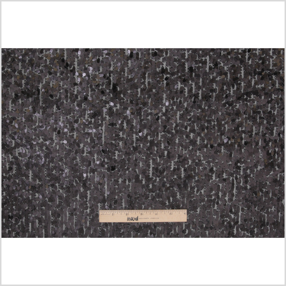 Black Oval Piette Sequins on Polyester Mesh Full