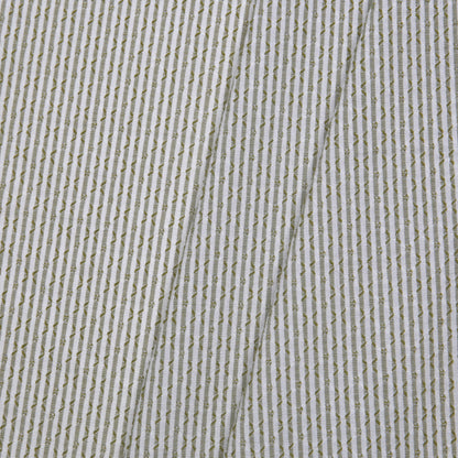 Italian White/Tarrgon Stretch Cotton Blended Brocade - Folded