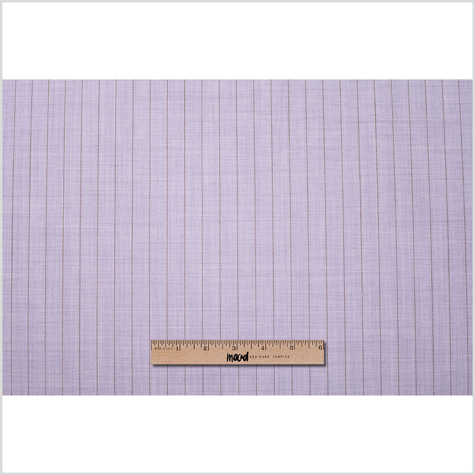 Italian Heather Purple Striped Stretch Polyester Suiting Folded
