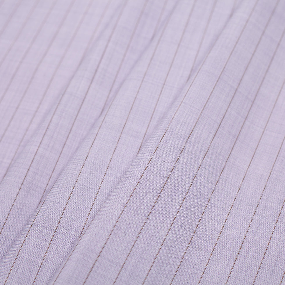 Italian Heather Purple Striped Stretch Polyester Suiting Detail