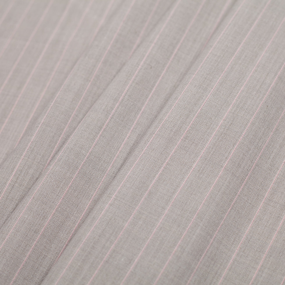Italian Light Taupe Striped Stretch Polyester Suiting - Detail