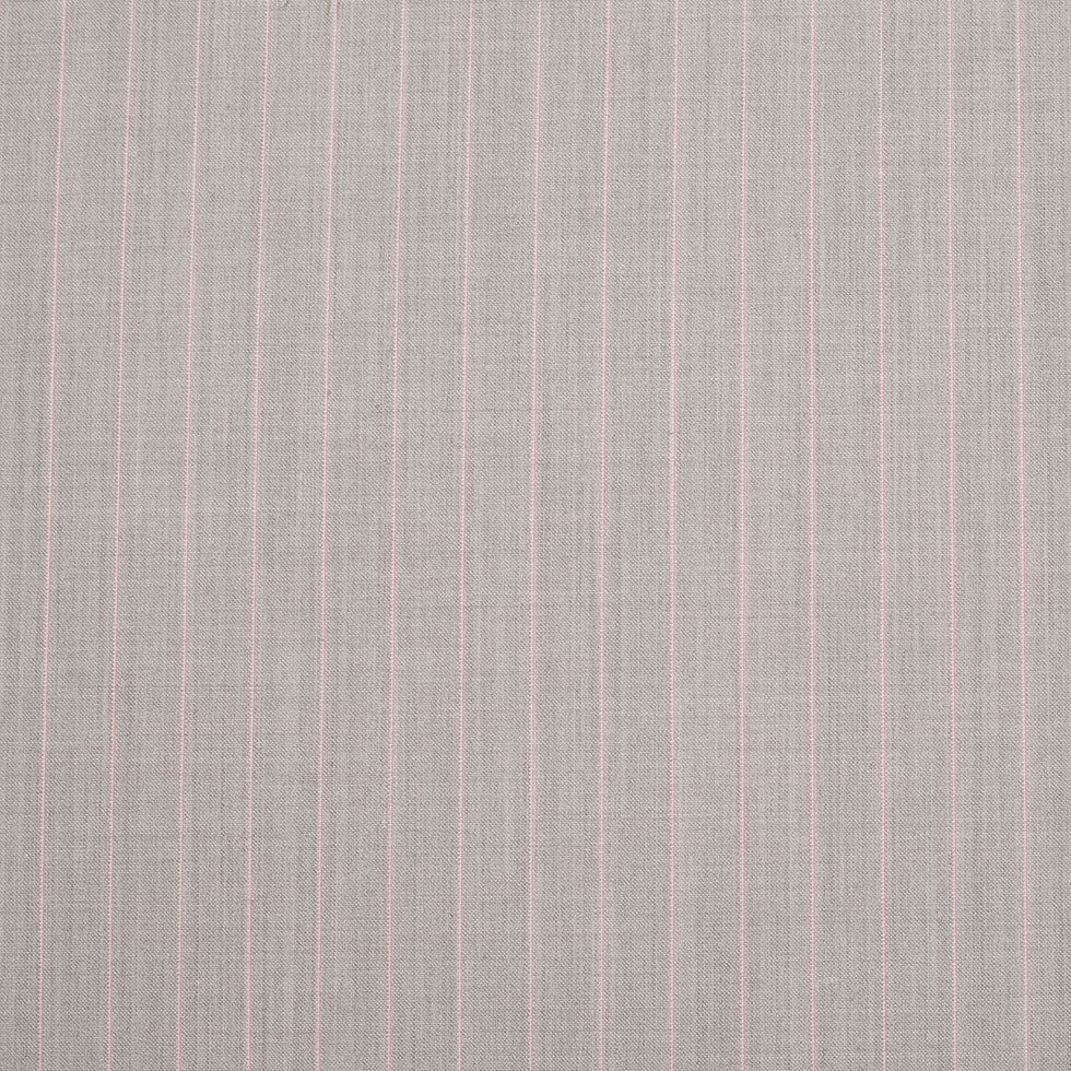 Italian Light Taupe Striped Stretch Polyester Suiting