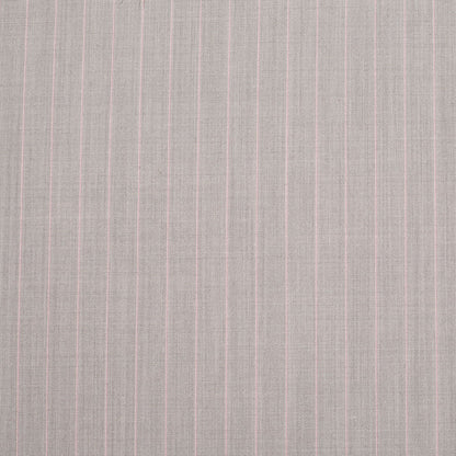 Italian Light Taupe Striped Stretch Polyester Suiting