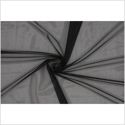 Black Stretch Polyester Power Mesh - Folded