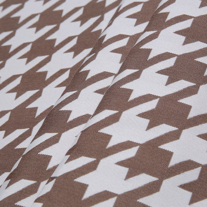 Light Brown Houndstooth Polyester Brocade - Folded