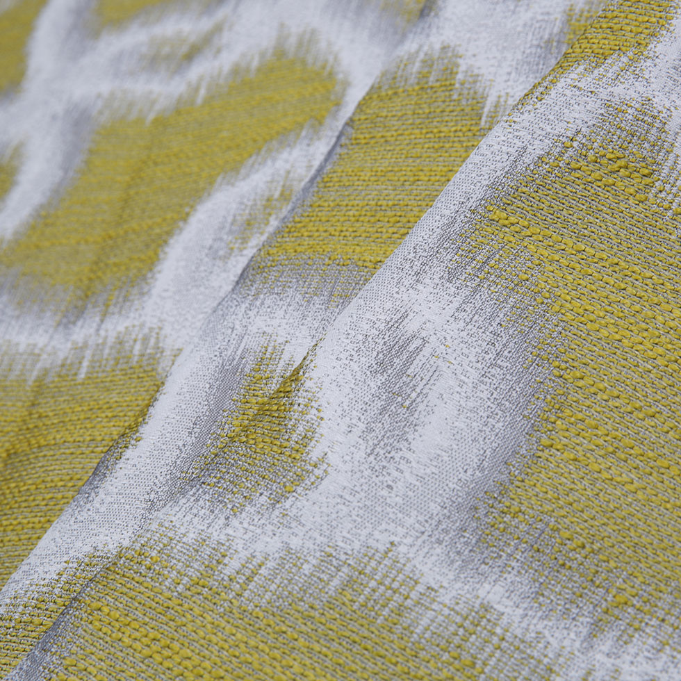 Lime Geometric Ikat Bubbles Polyester Woven Folded