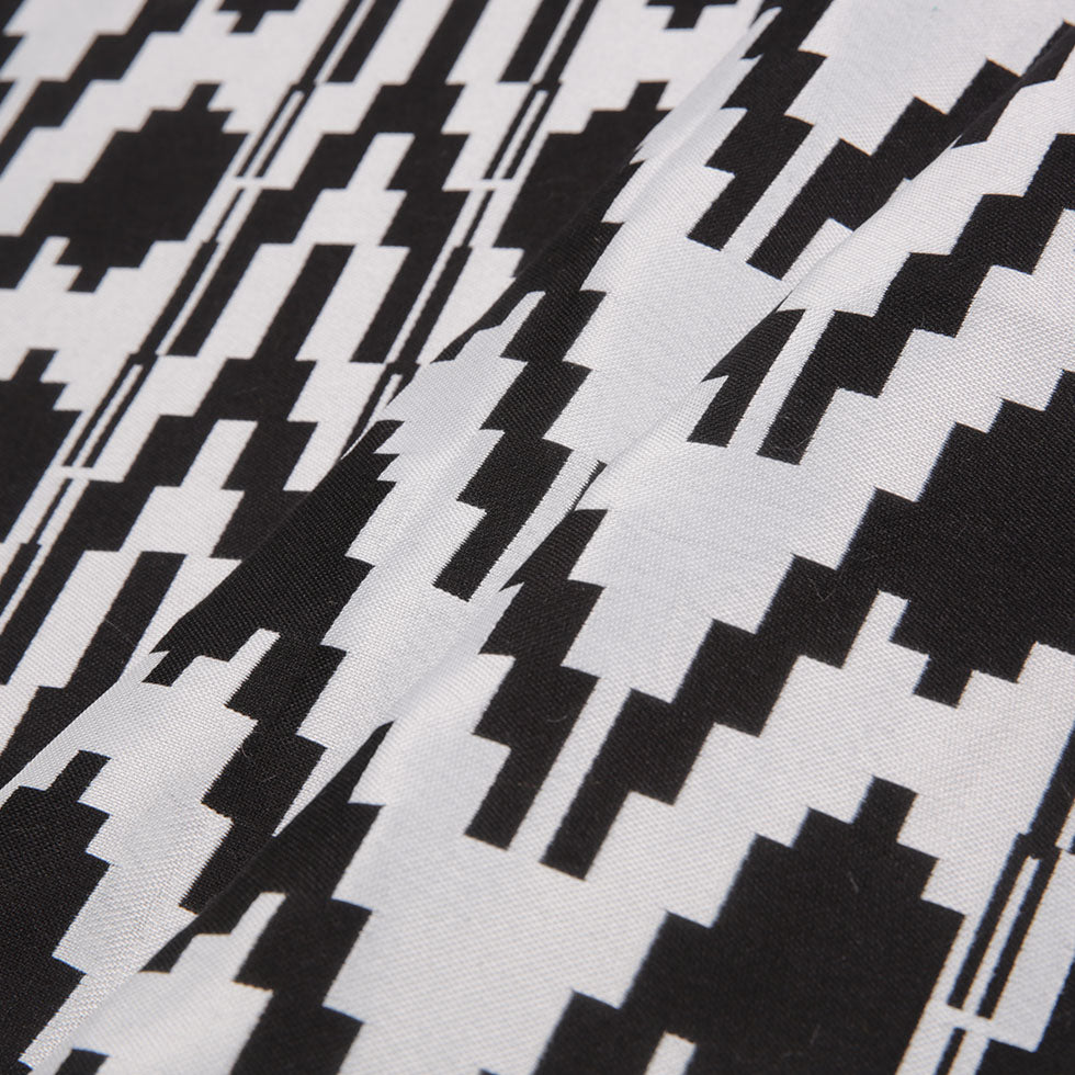 Black Geometric Polyester Brocade - Folded