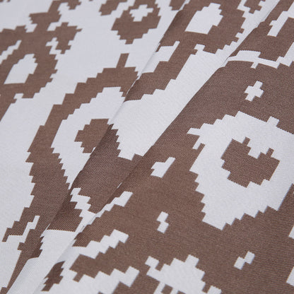 Brown Geometric Polyester Brocade - Folded