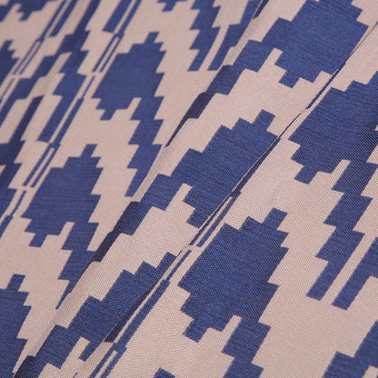 Denim Geometric Polyester Brocade Folded