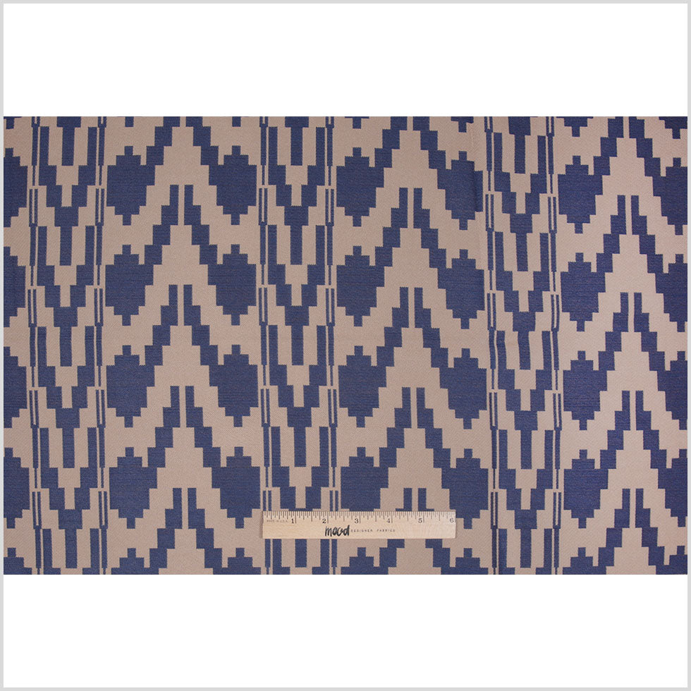 Denim Geometric Polyester Brocade Full