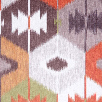 Turkish Orange Ikat Geometric Upholstery Velvet - Detail