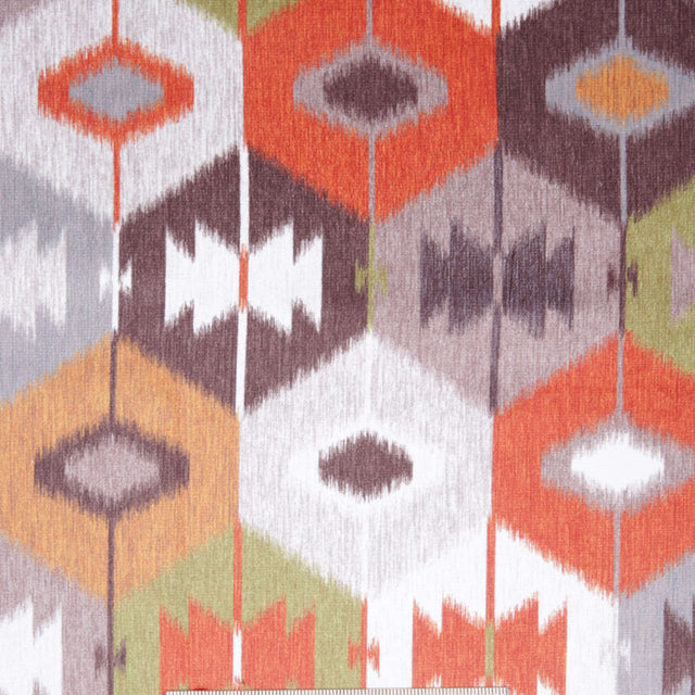 Turkish Orange Ikat Geometric Upholstery Velvet