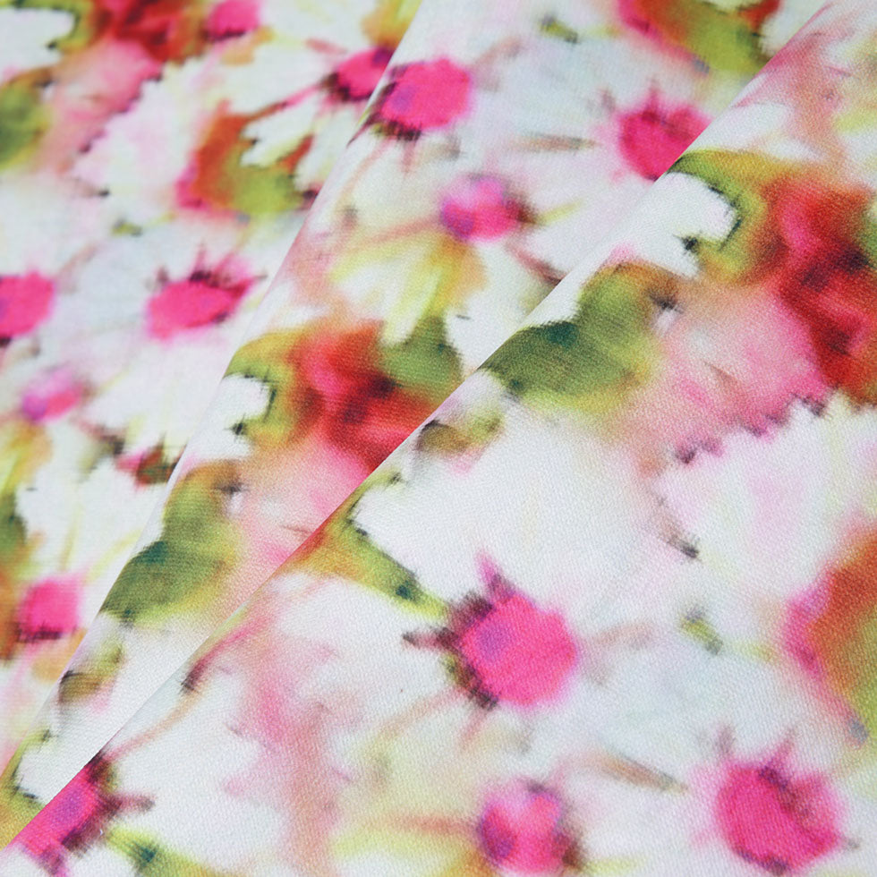 Pink Floral Upholstery Velvet Folded
