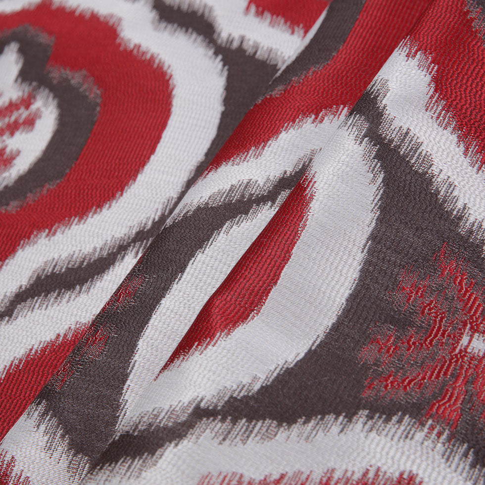 Red Ikat Damask Polyester Woven Folded
