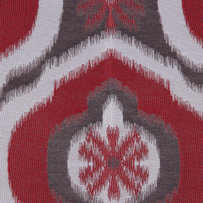 Red Ikat Damask Polyester Woven Detail