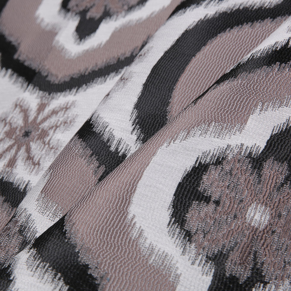 Black Ikat Damask Polyester Woven Folded