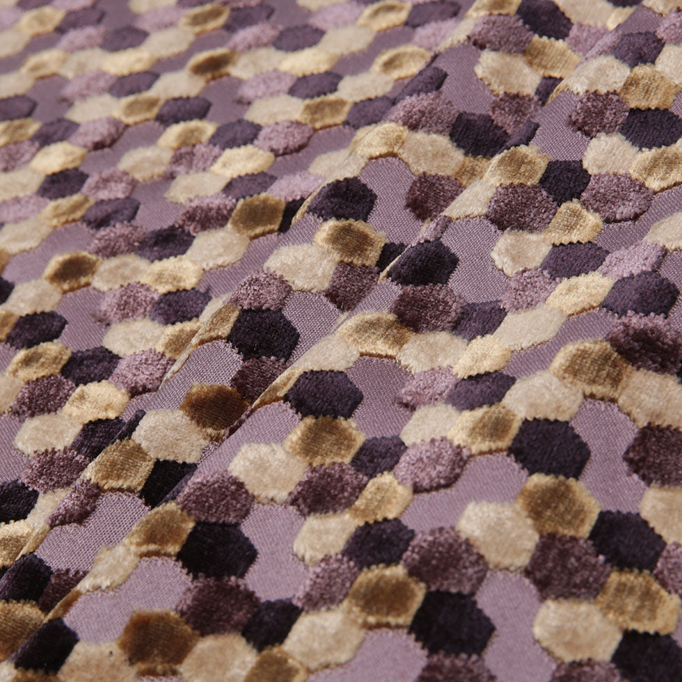 Gold Laser-Cut Geometric Polyester Velvet - Folded