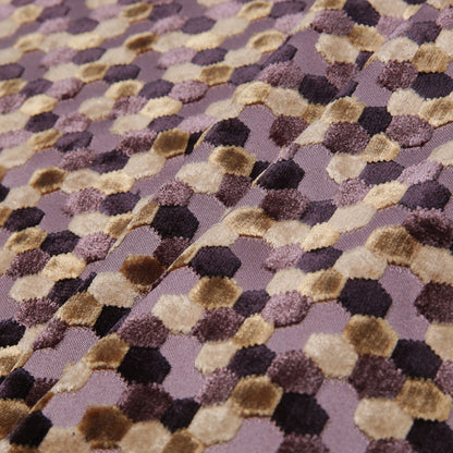 Gold Laser-Cut Geometric Polyester Velvet - Folded