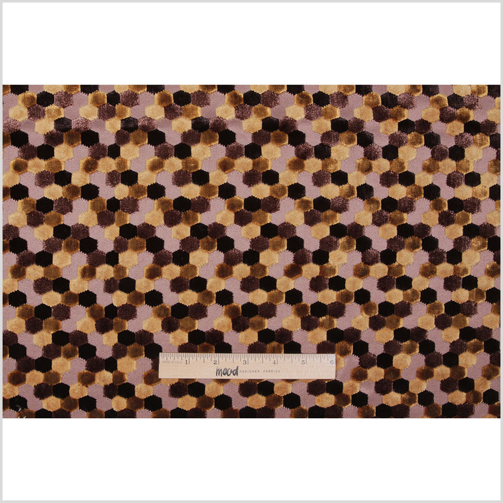 Gold Laser-Cut Geometric Polyester Velvet - Full
