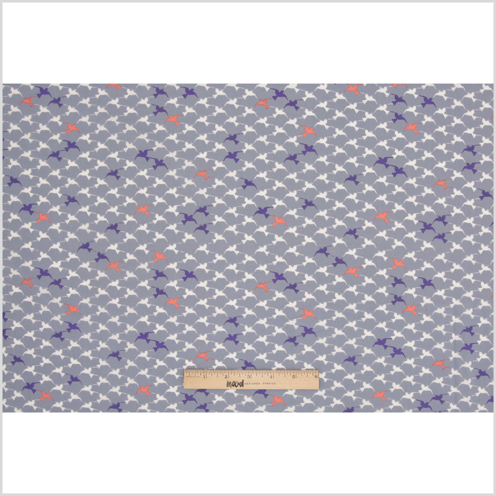 Stonewash Blue Bird Printed Cotton Poplin Folded
