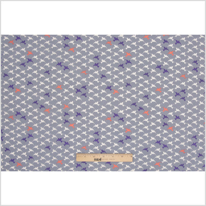 Stonewash Blue Bird Printed Cotton Poplin Folded