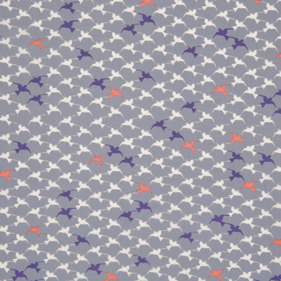 Stonewash Blue Bird Printed Cotton Poplin