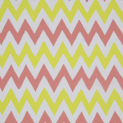 Yellow/Coral/White Zig-Zag Printed Cotton Poplin Detail