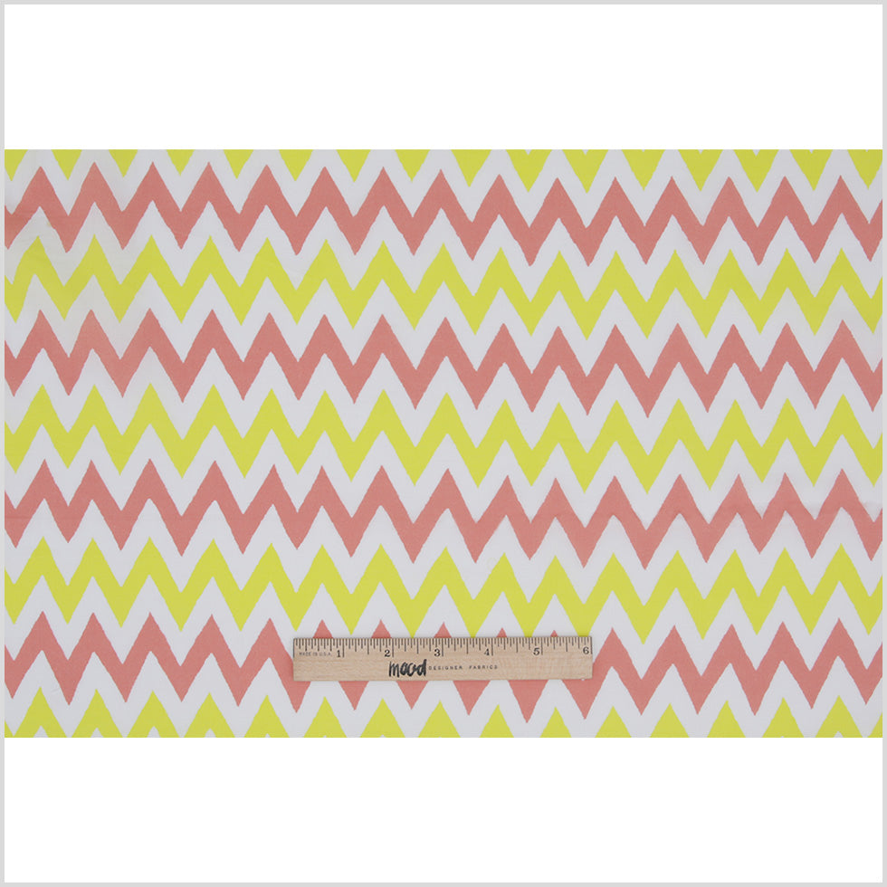 Yellow/Coral/White Zig-Zag Printed Cotton Poplin Full