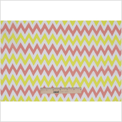 Yellow/Coral/White Zig-Zag Printed Cotton Poplin Full