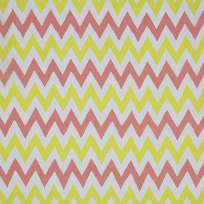 Yellow/Coral/White Zig-Zag Printed Cotton Poplin