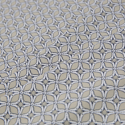 Pebble Beige Geometric Stretch Cotton Sateen - Folded