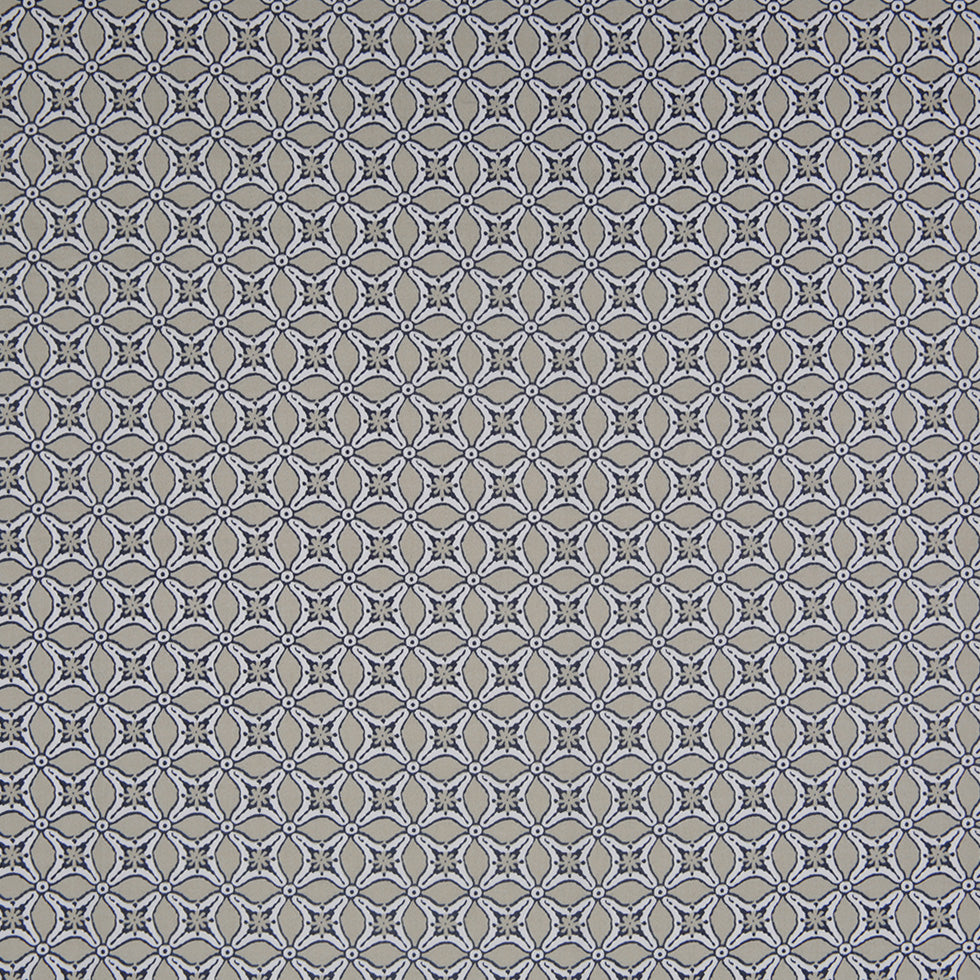 Pebble Beige Geometric Stretch Cotton Sateen