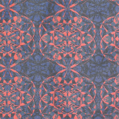 Blue/Orange/Black Kaleidoscope Digitally Printed Polyester Chiffon Detail