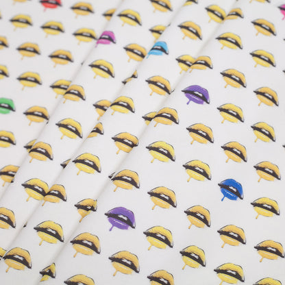 Pop Art Lips Digitally Printed Stretch Neoprene/Scuba Knit Detail
