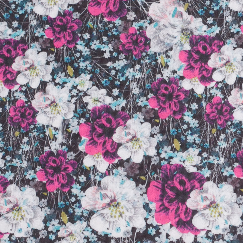 Field of Flowers Digitally Printed Stretch Neoprene/Scuba Knit Detail