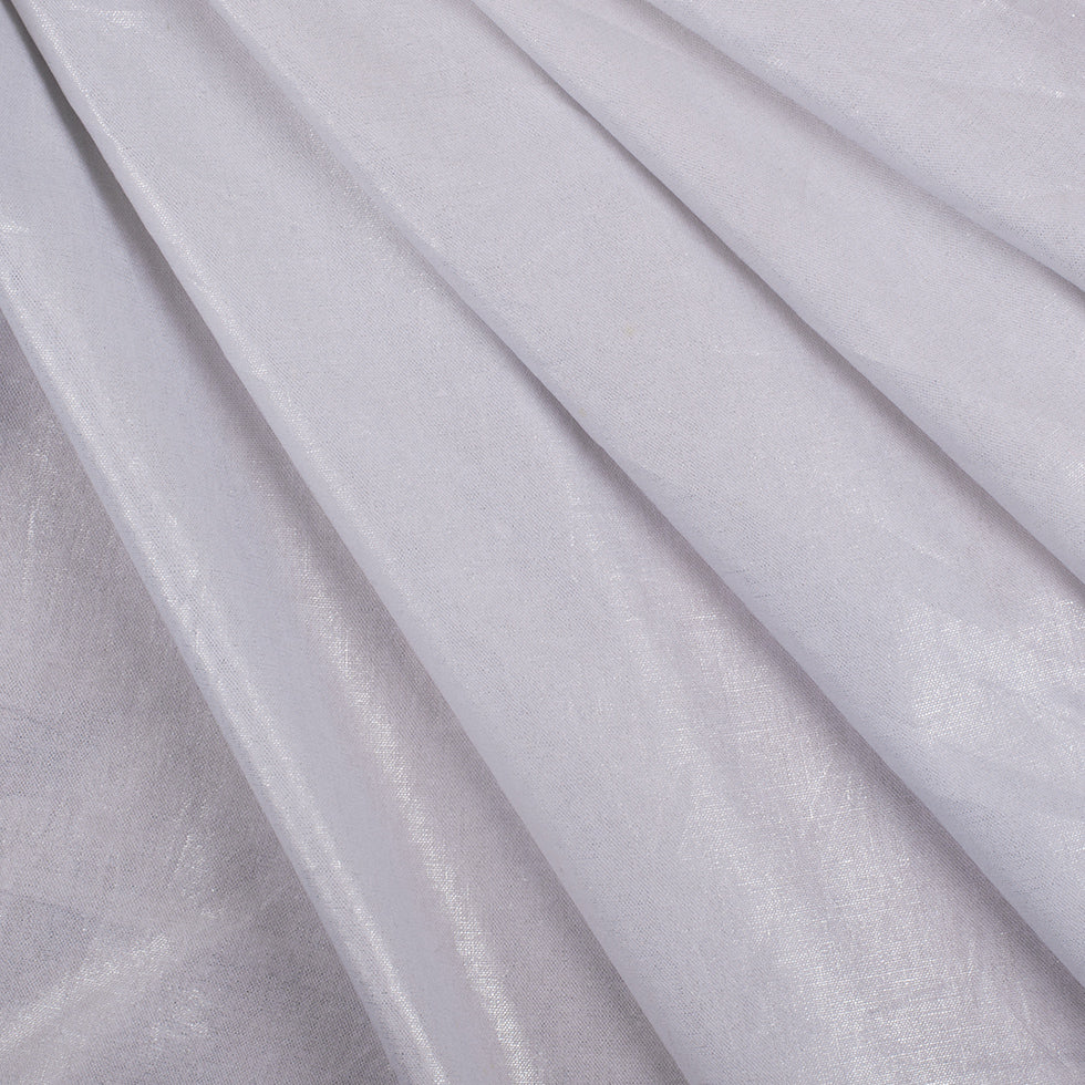 Metallic Silver and White Medium-Weight Linen Woven Folded