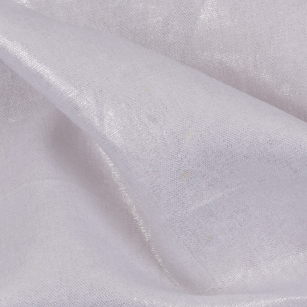 Metallic Silver and White Medium-Weight Linen Woven Detail