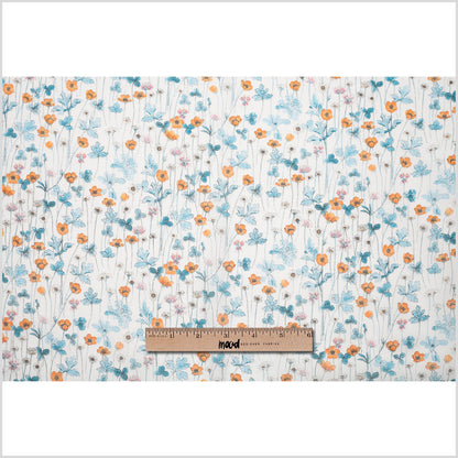 Liberty of London Josephines Garden Blue/Orange Silk-Cotton Voile Folded