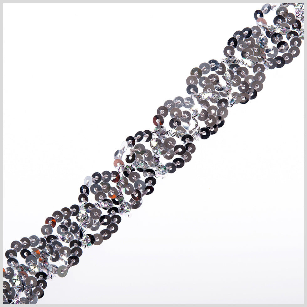0.5" Silver Braided Sequin Trim
