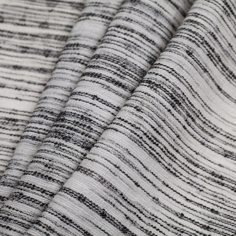 Black/White Textural Striated Cotton Blend Folded