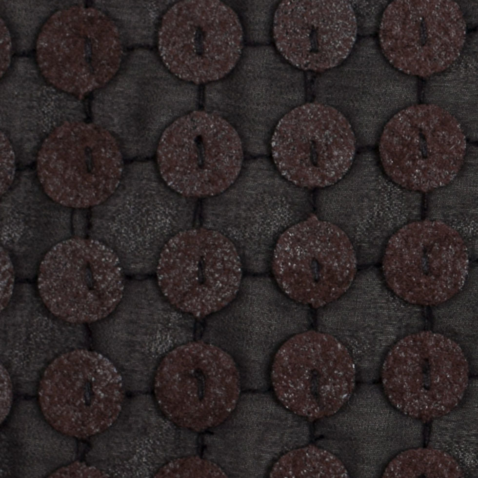 Black and Brown Circular Sequined Novelty Polyester Woven - Full