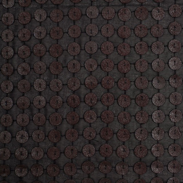 Black and Brown Circular Sequined Novelty Polyester Woven