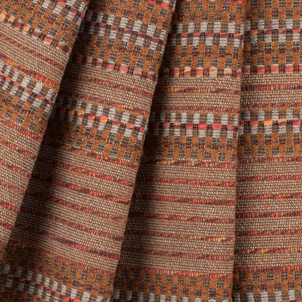 Rust Dimensional Stripes Blended Wool Tweed Folded