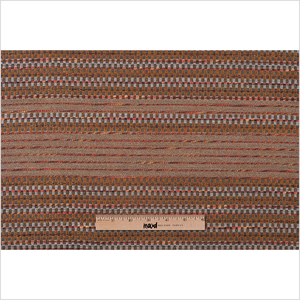 Rust Dimensional Stripes Blended Wool Tweed Full