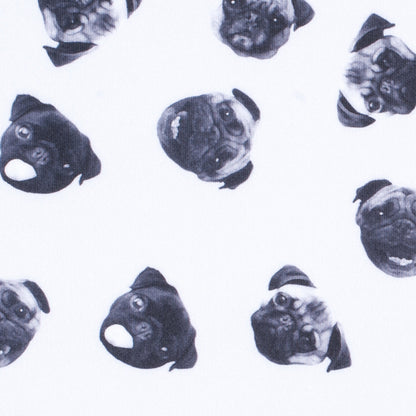 Black/White Digitally Printed Pugs Stretch Neoprene/Scuba Knit Full