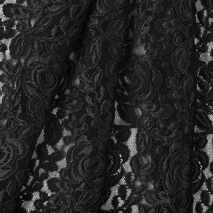 Black Rosette Lace Mesh - Folded